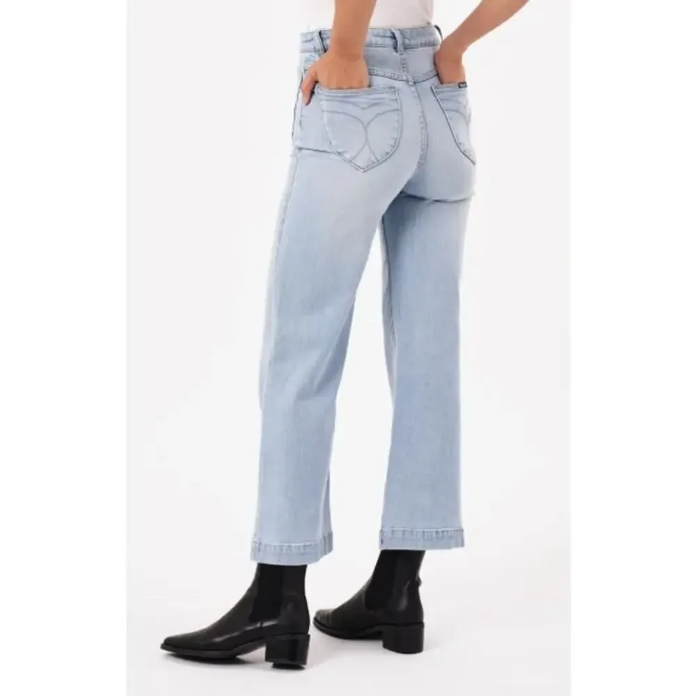 NWT! ROLLA'S WOMEN‎ Sailor Sophie Crop Wide Leg Jeans Light Blue SIZE-27 - Picture 3 of 12